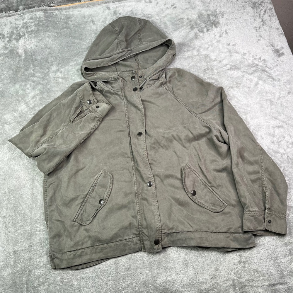 American Eagle Hooded Utility Jacket Womens L Green Lyocell AE 41-1813 Military